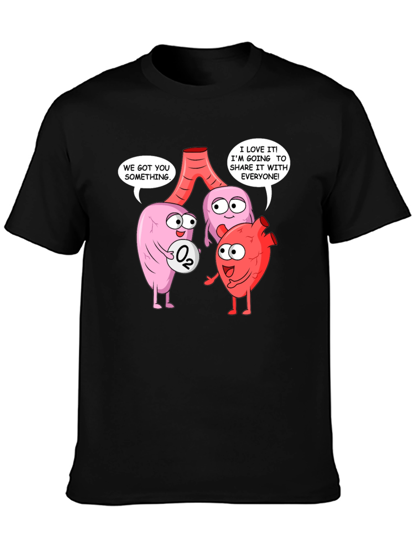 Funny Anatomy T-Shirt - Heart Lungs & Oxygen