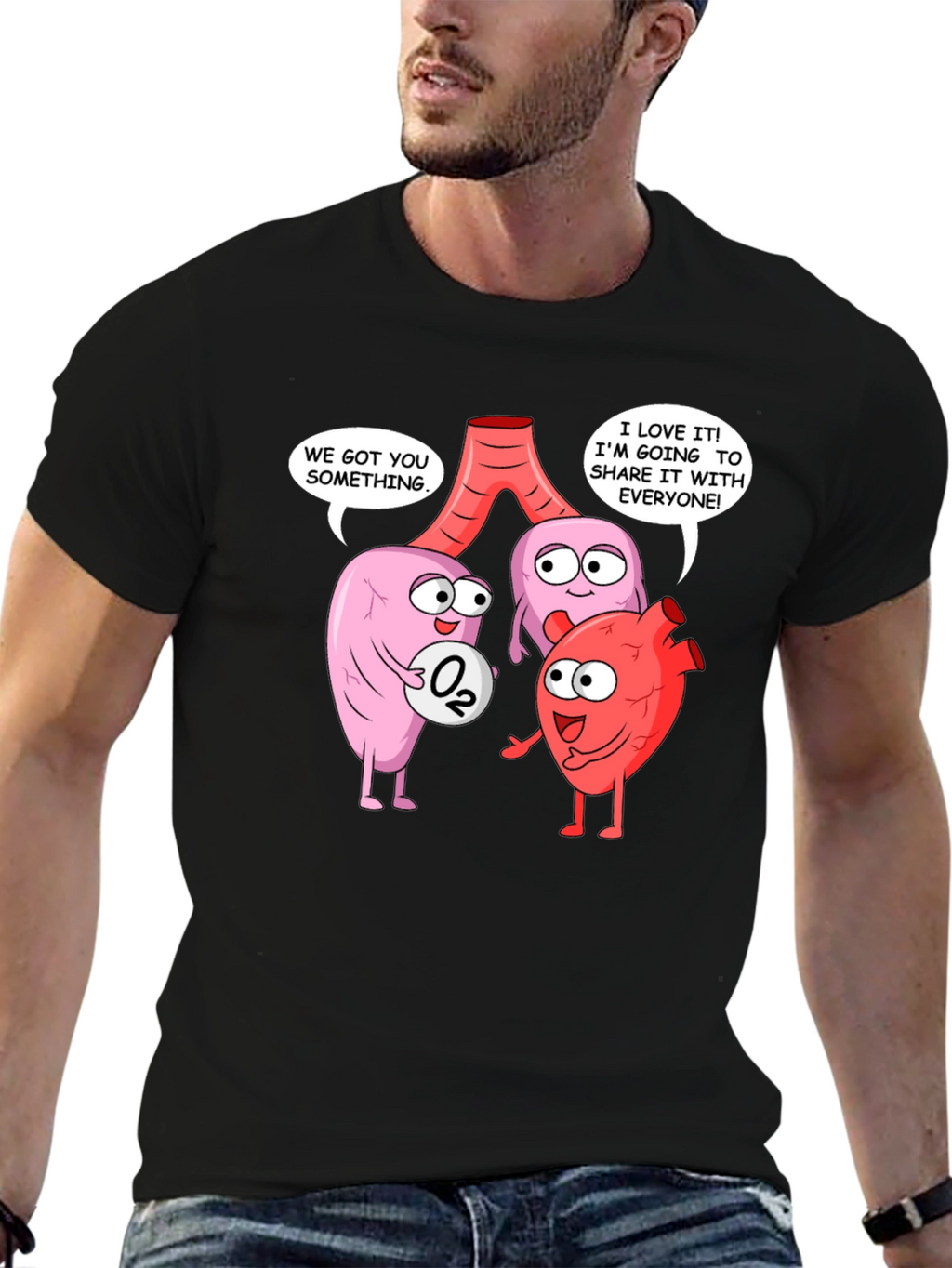 Funny Anatomy T-Shirt - Heart Lungs & Oxygen