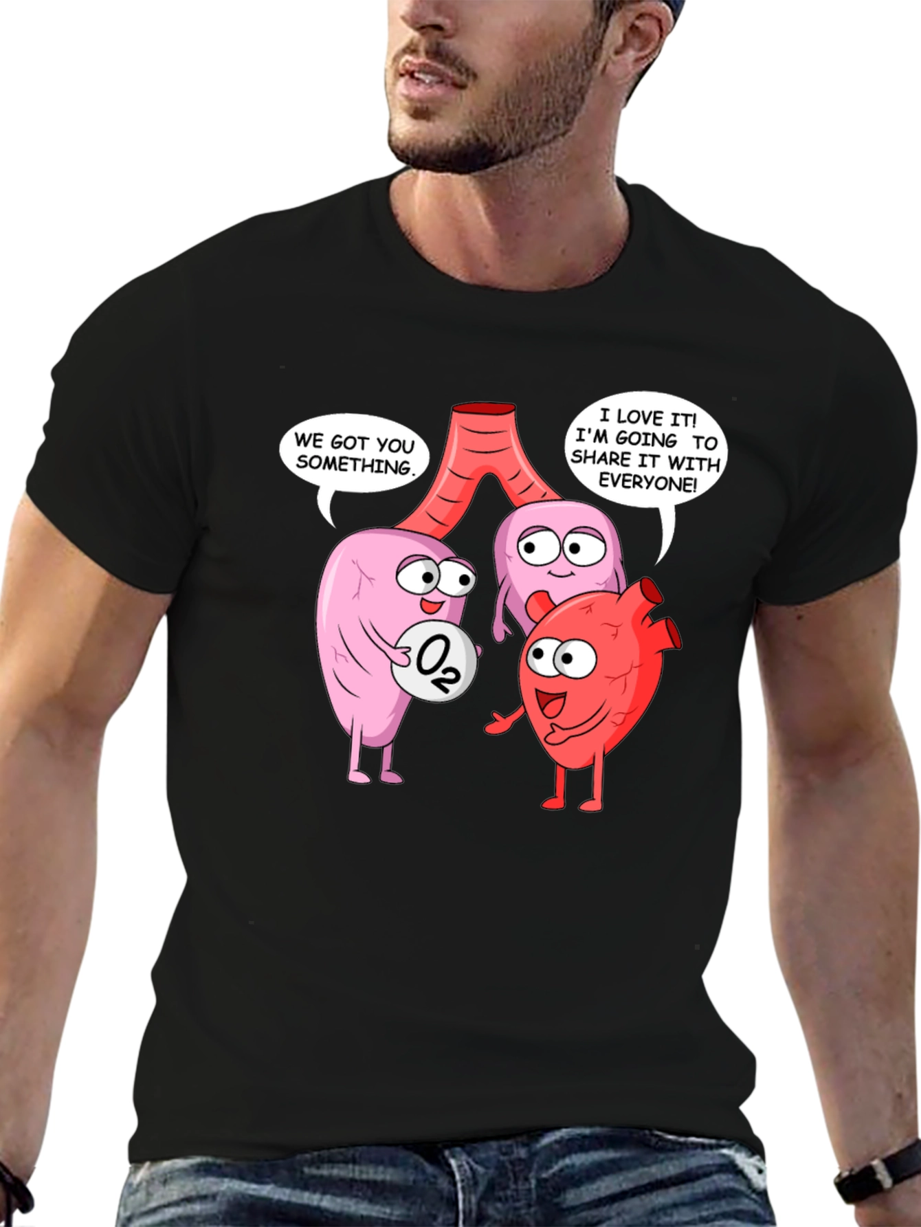 Funny Anatomy T-Shirt - Heart Lungs & Oxygen