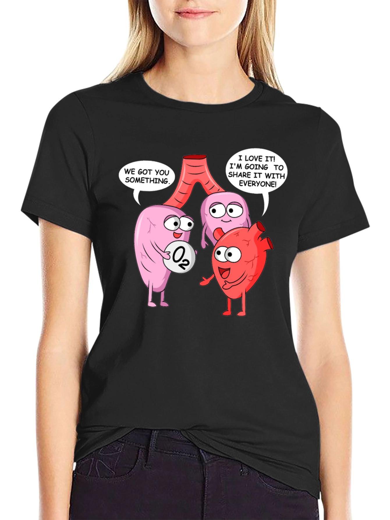 Funny Anatomy T-Shirt - Heart Lungs & Oxygen