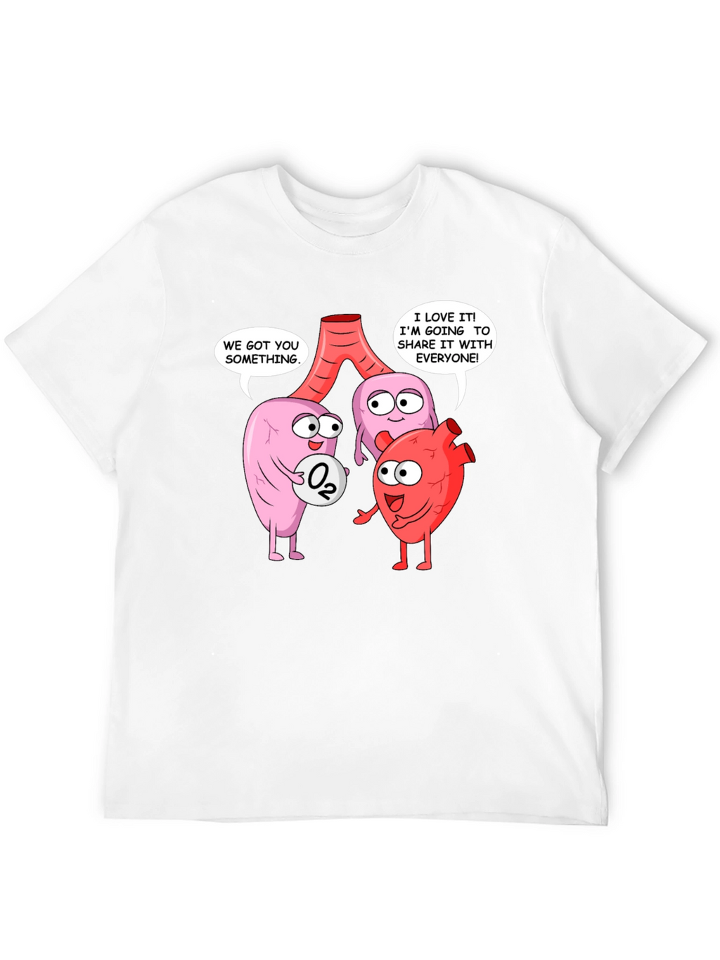 Funny Anatomy T-Shirt - Heart Lungs & Oxygen