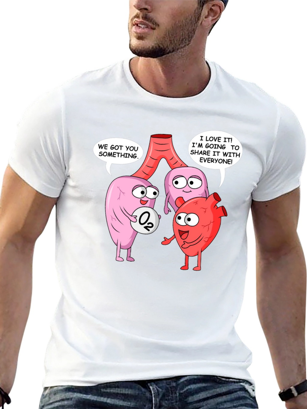 Funny Anatomy T-Shirt - Heart Lungs & Oxygen