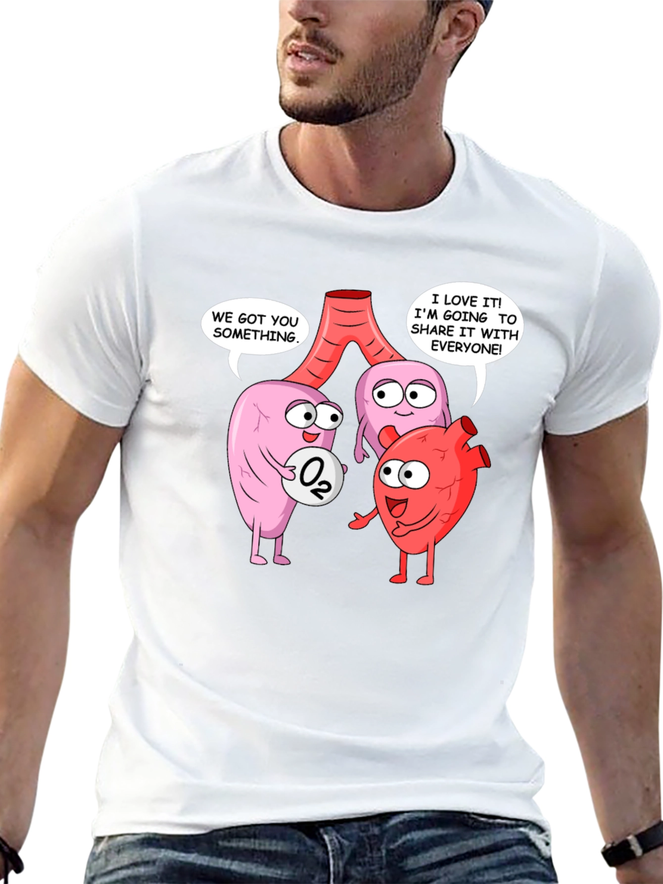 Funny Anatomy T-Shirt - Heart Lungs & Oxygen