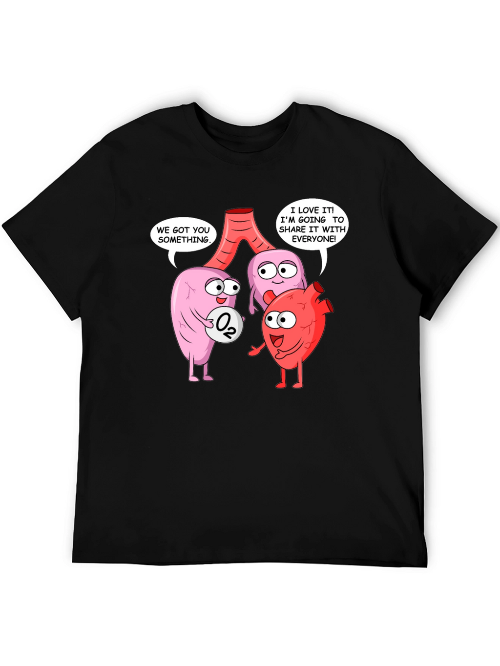 Funny Anatomy T-Shirt - Heart Lungs & Oxygen