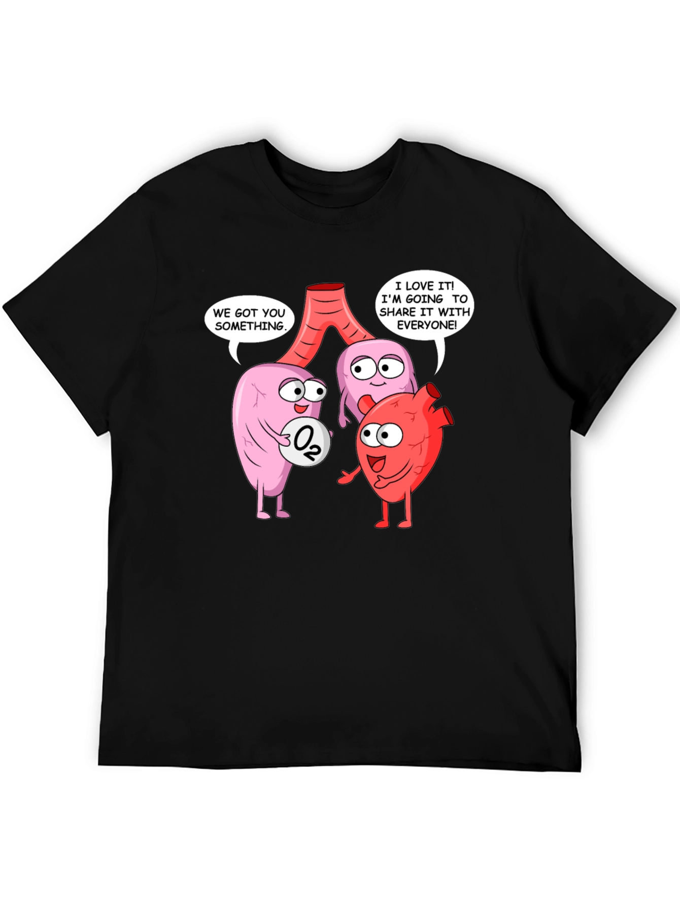 Funny Anatomy T-Shirt - Heart Lungs & Oxygen