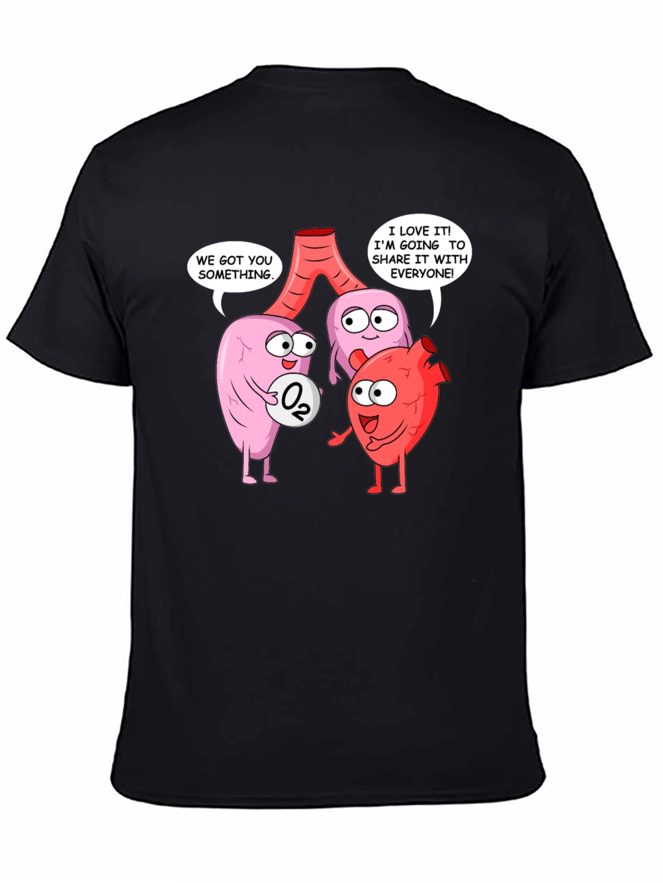 Funny Anatomy T-Shirt - Heart Lungs & Oxygen
