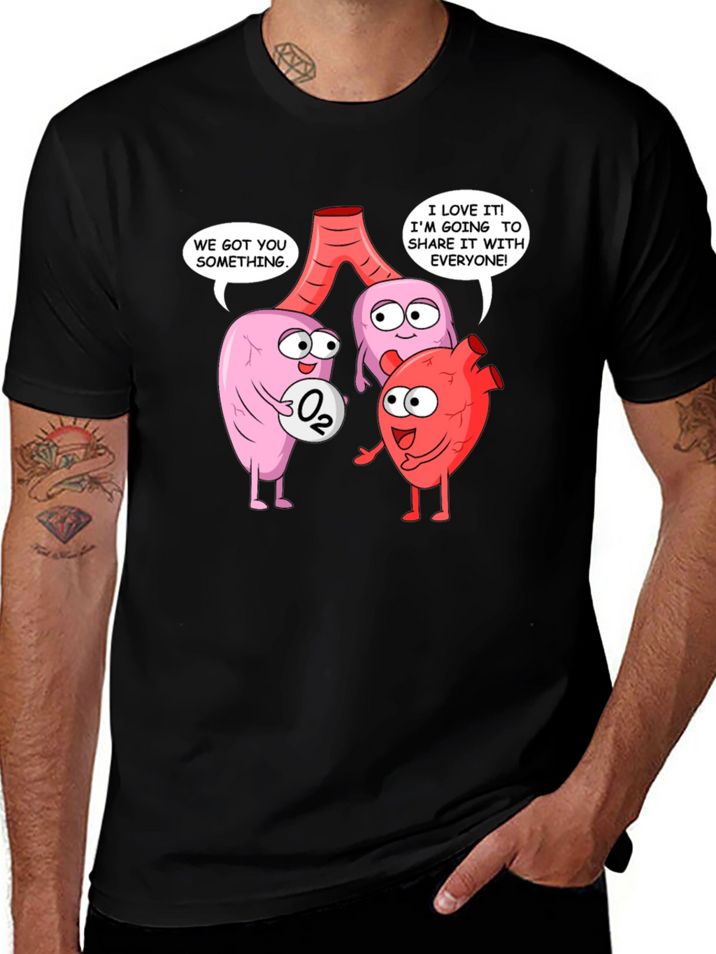 Funny Anatomy T-Shirt - Heart Lungs & Oxygen