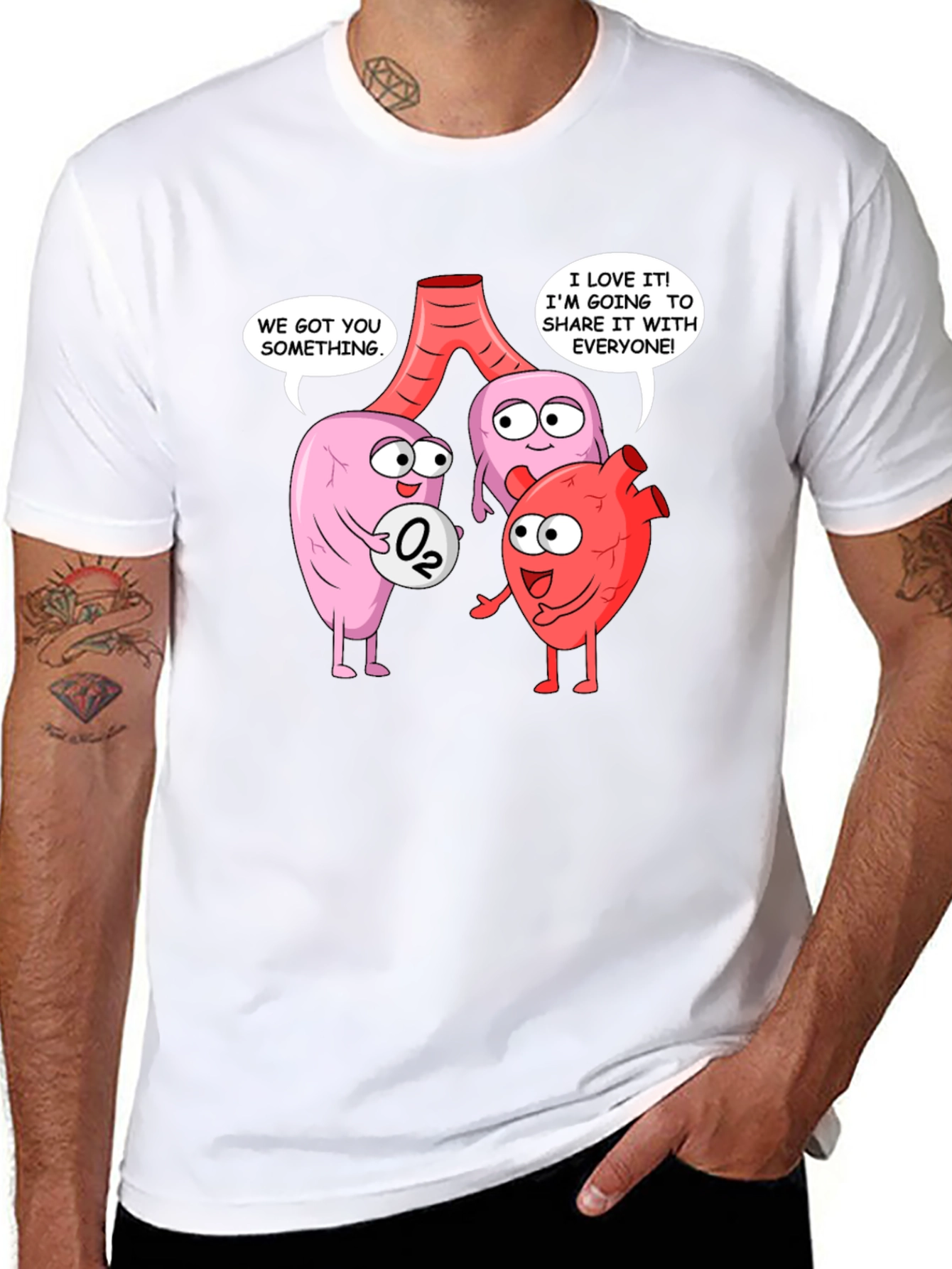 Funny Anatomy T-Shirt - Heart Lungs & Oxygen