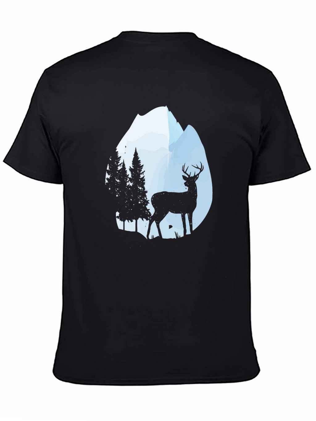 Nature Deer Mountain Black T-Shirt