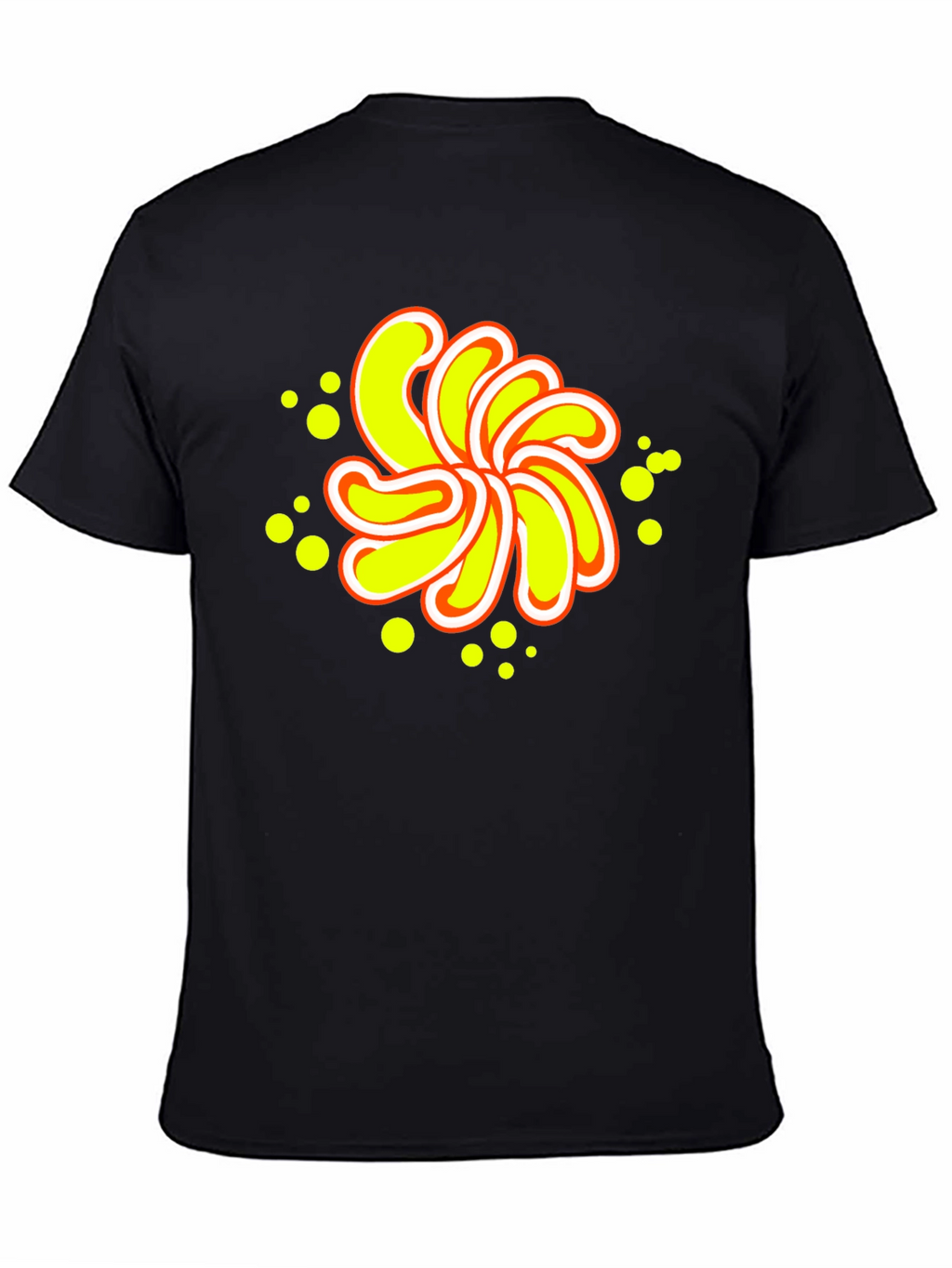 Abstract Yellow Flower Graphic Black T-Shirt