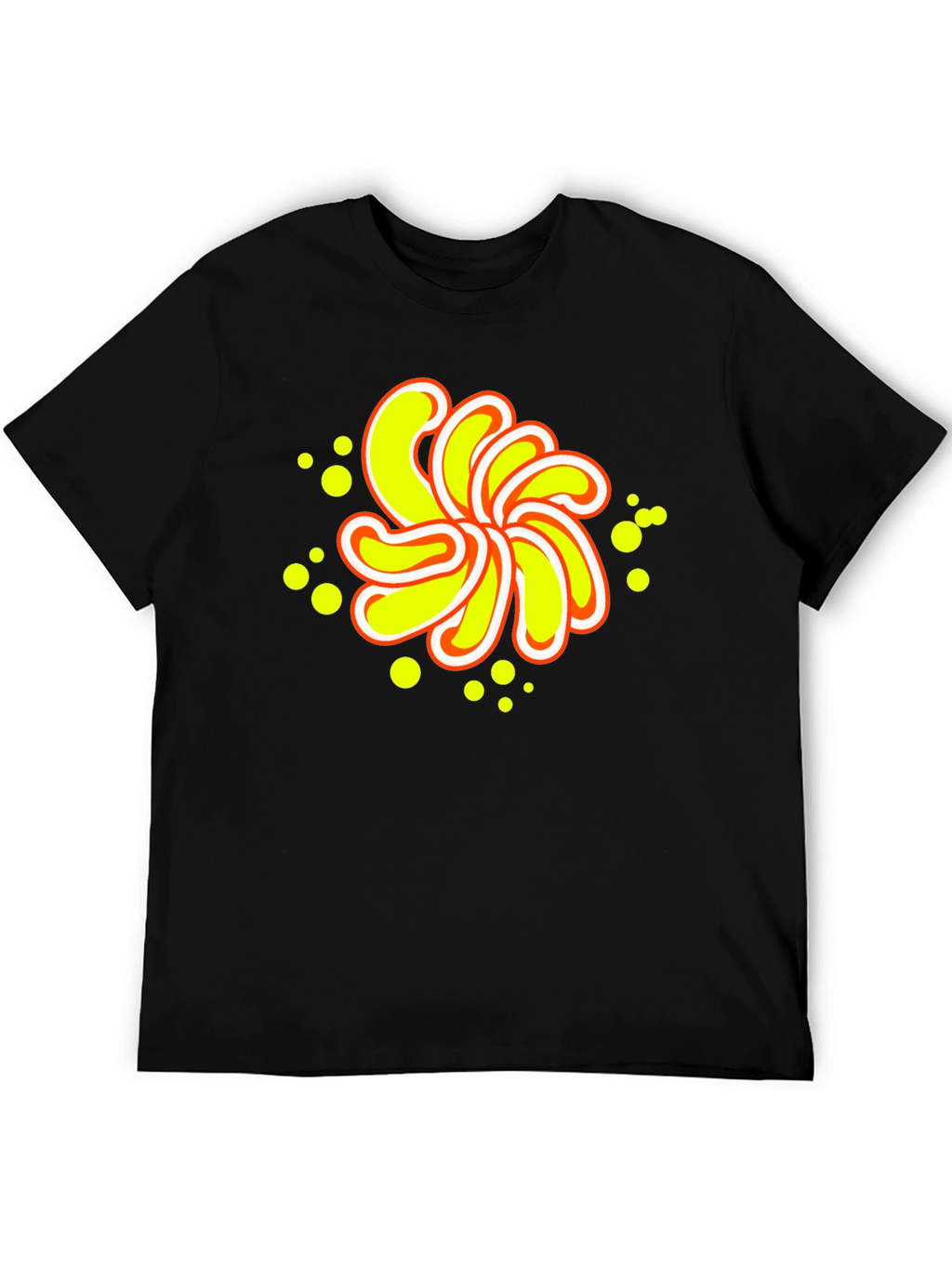 Abstract Yellow Flower Graphic Black T-Shirt