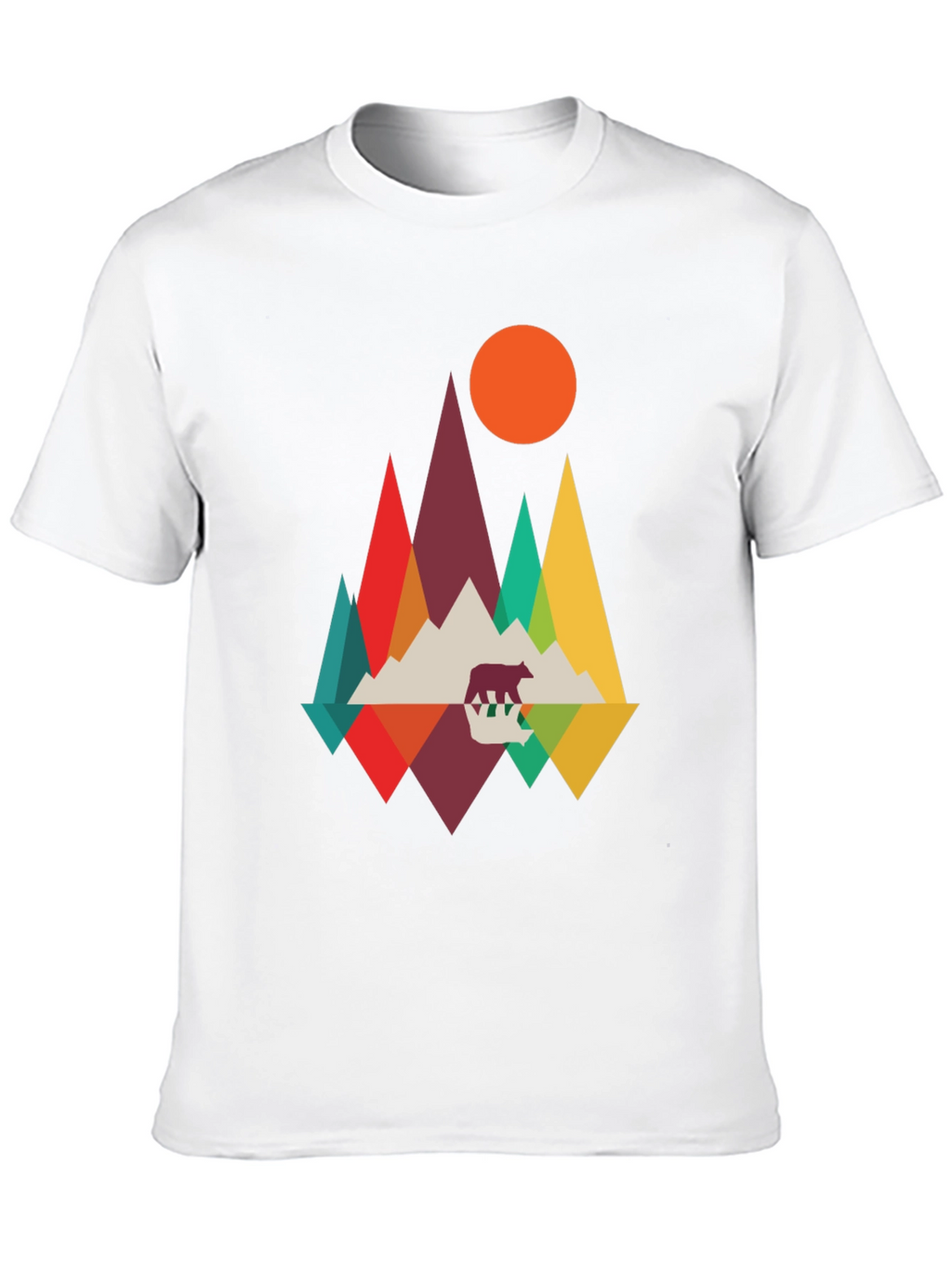 Geometric Mountain Bear T-Shirt - Nature Inspired Graphic Tee