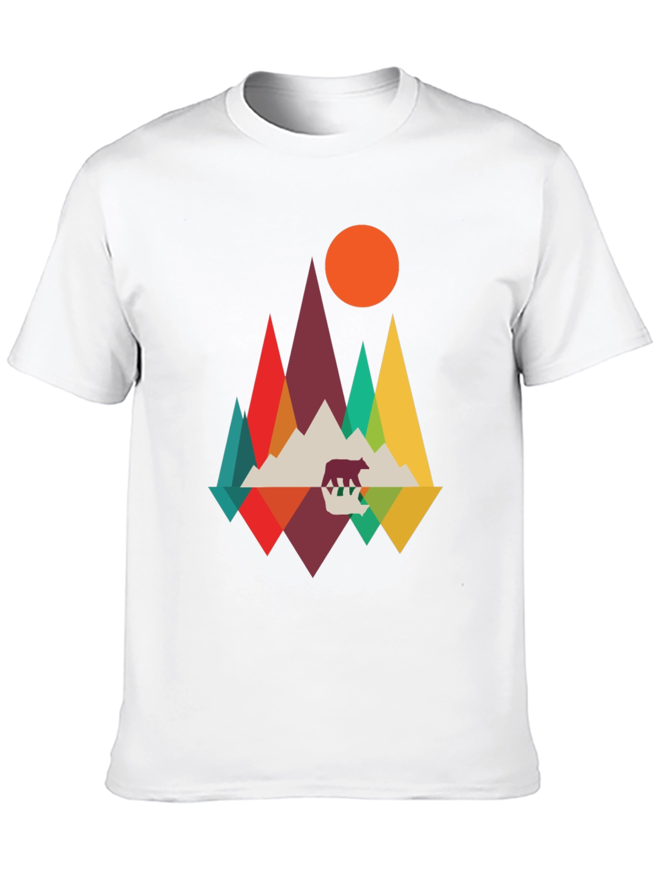 Geometric Mountain Bear T-Shirt - Nature Inspired Graphic Tee