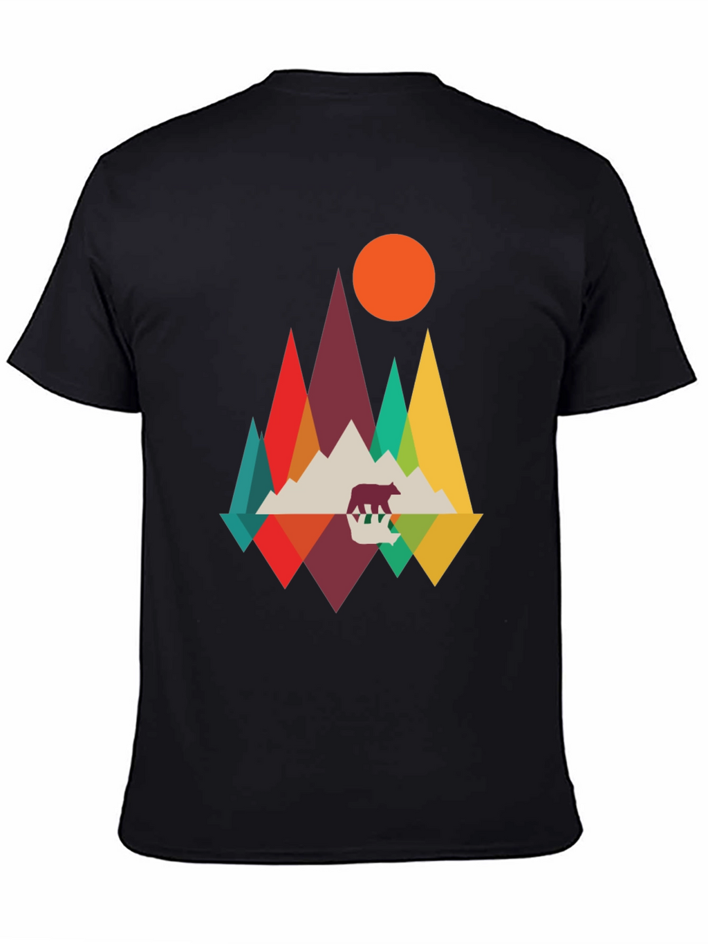 Geometric Mountain Bear T-Shirt - Nature Inspired Graphic Tee
