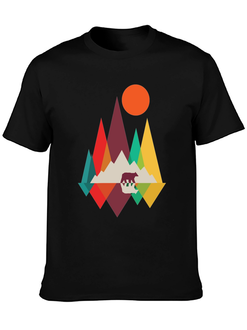 Geometric Mountain Bear T-Shirt - Nature Inspired Graphic Tee