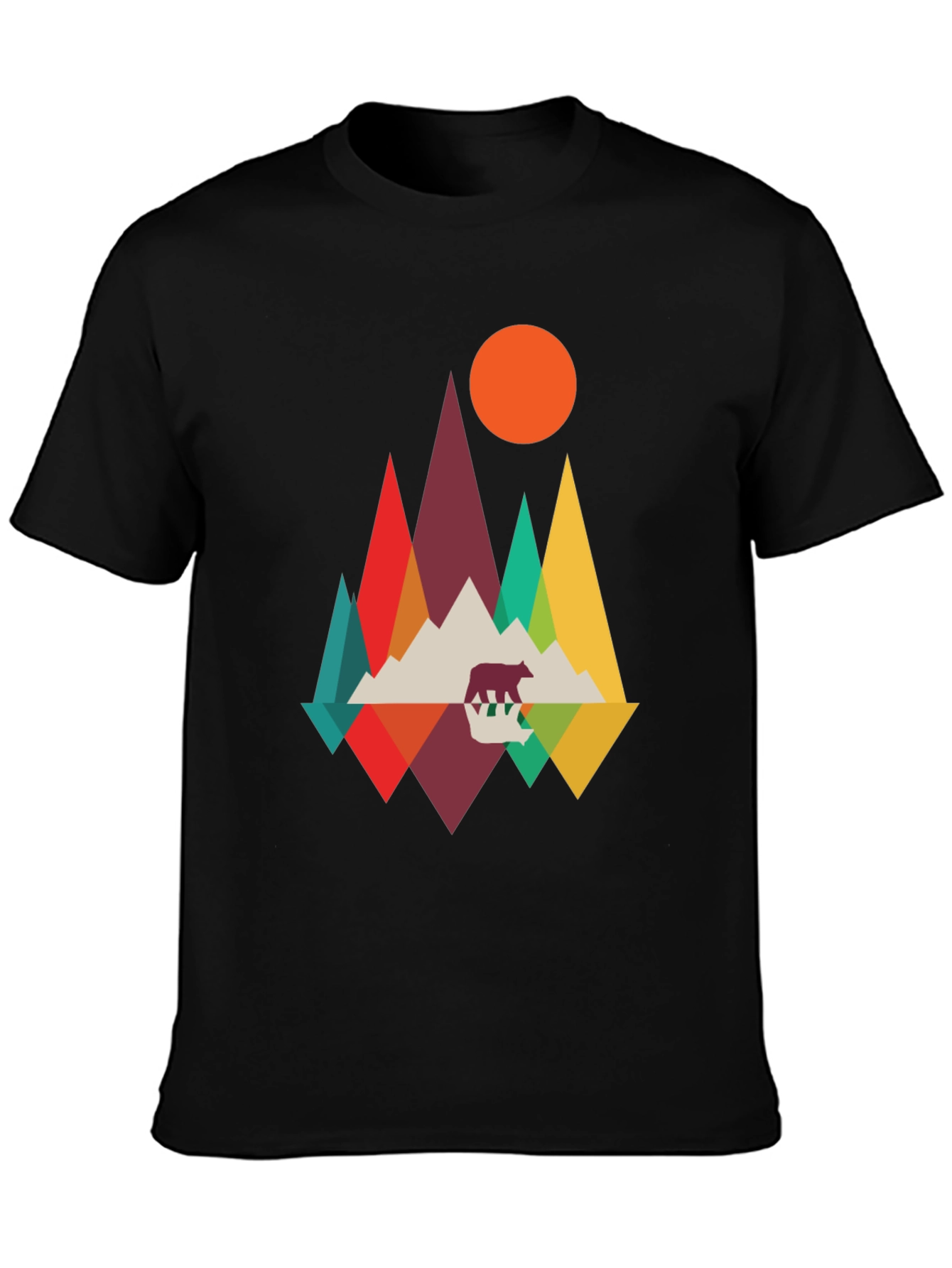 Geometric Mountain Bear T-Shirt - Nature Inspired Graphic Tee