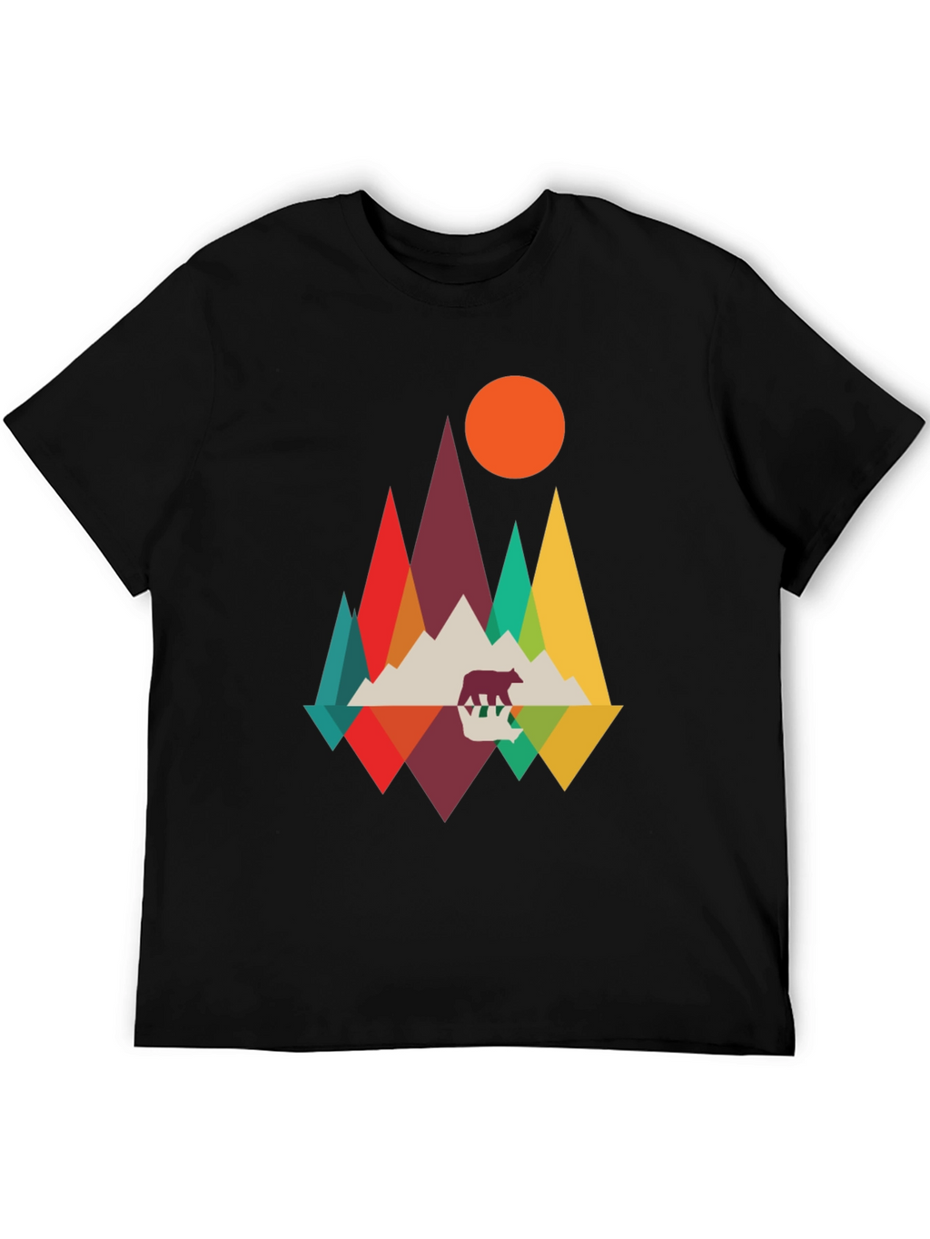Geometric Mountain Bear T-Shirt - Nature Inspired Graphic Tee