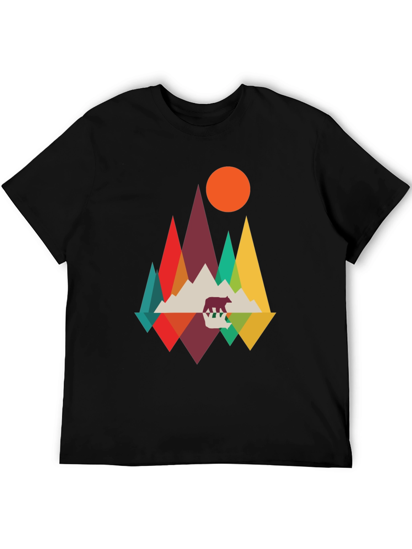 Geometric Mountain Bear T-Shirt - Nature Inspired Graphic Tee