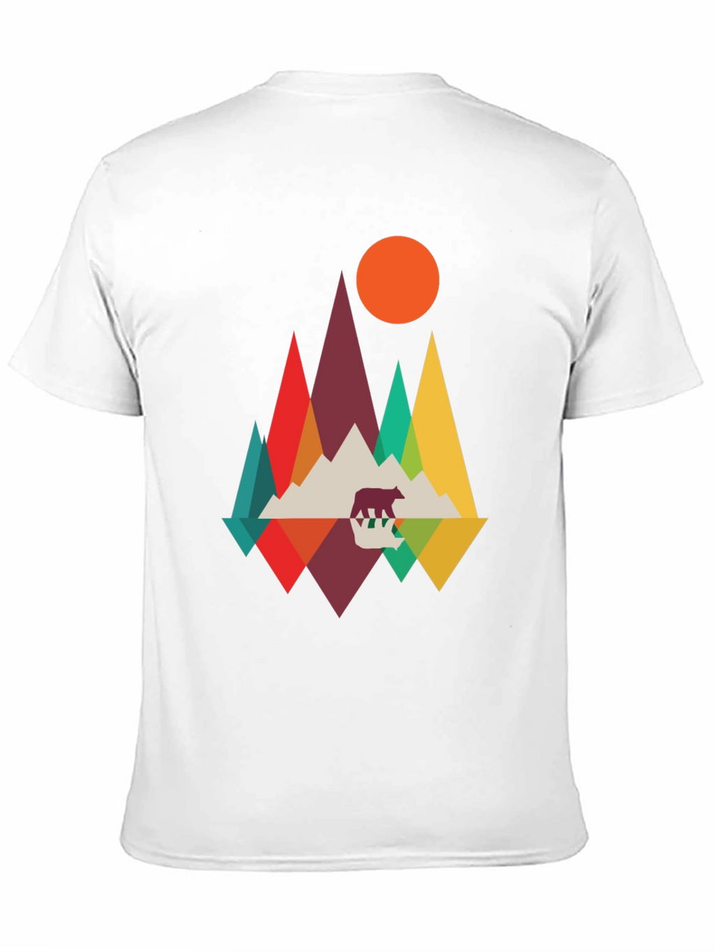Geometric Mountain Bear T-Shirt - Nature Inspired Graphic Tee