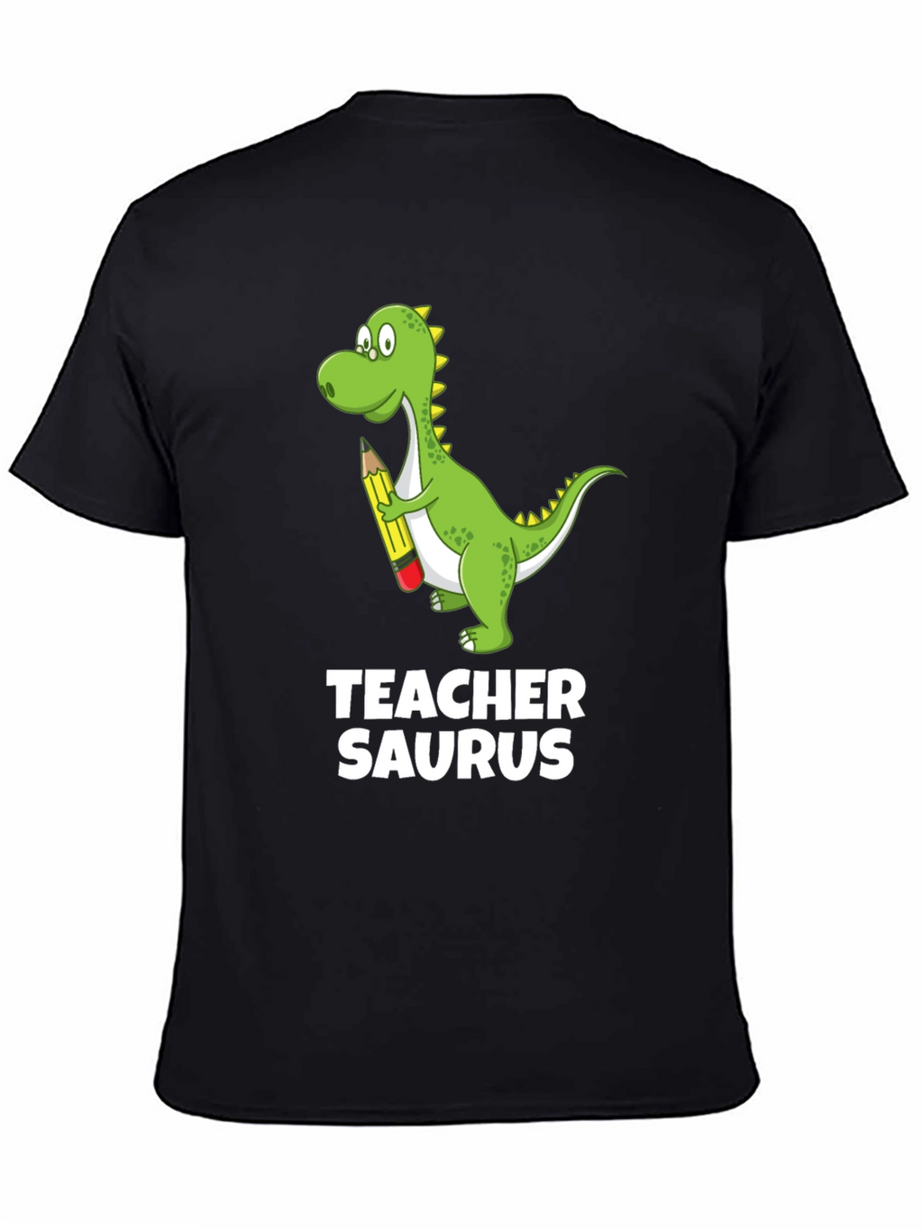 Teacher Saurus Dinosaur Graphic T-Shirt - Black