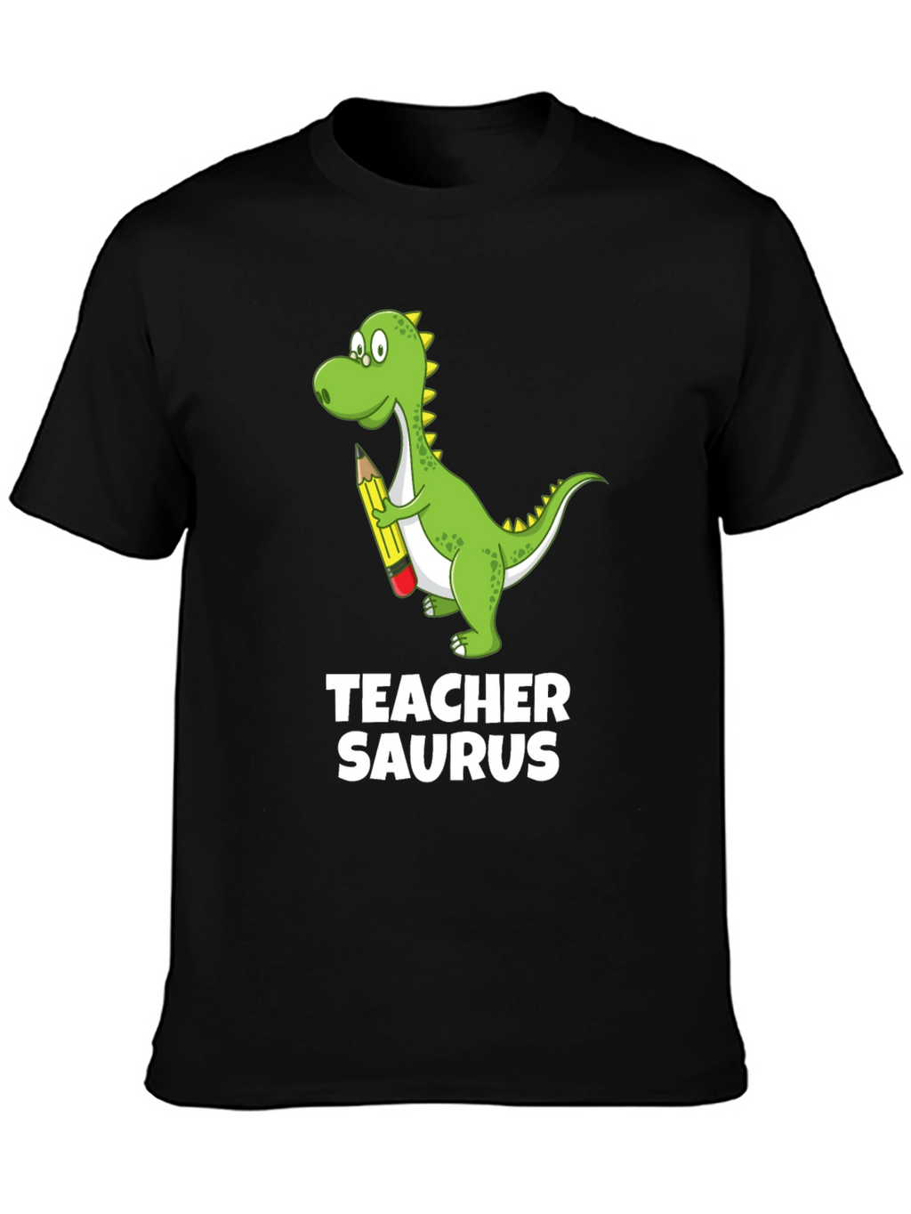 Teacher Saurus Dinosaur Graphic T-Shirt - Black