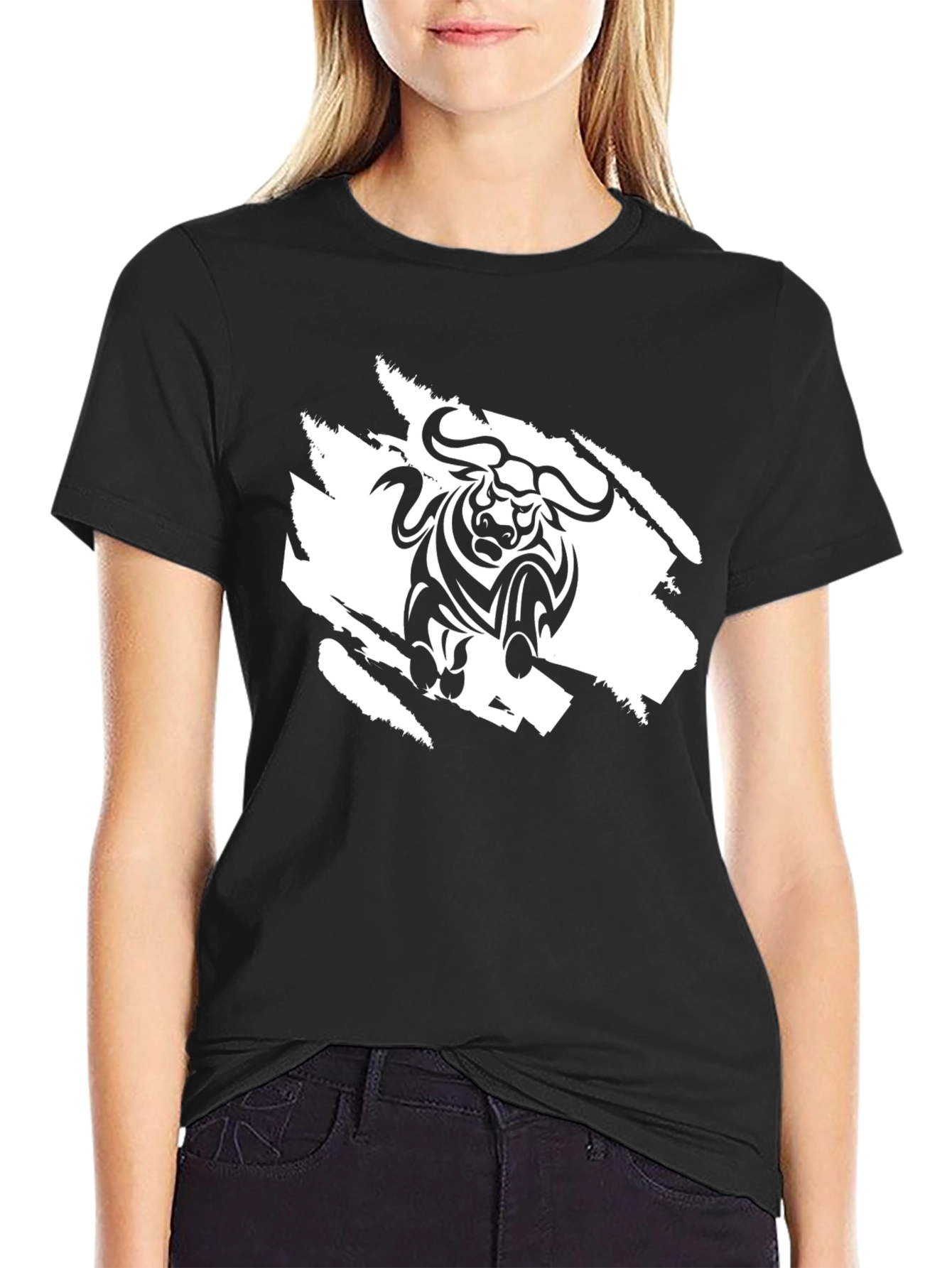Bold Bull Graphic Tee - Black Cotton Comfort