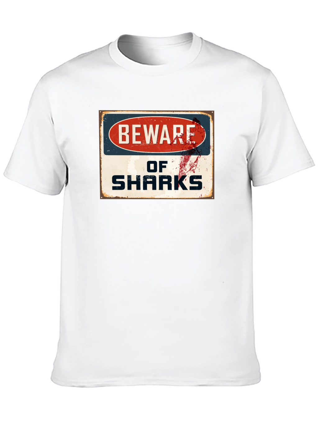Beware of Sharks Graphic Tee - Black Cotton T-Shirt