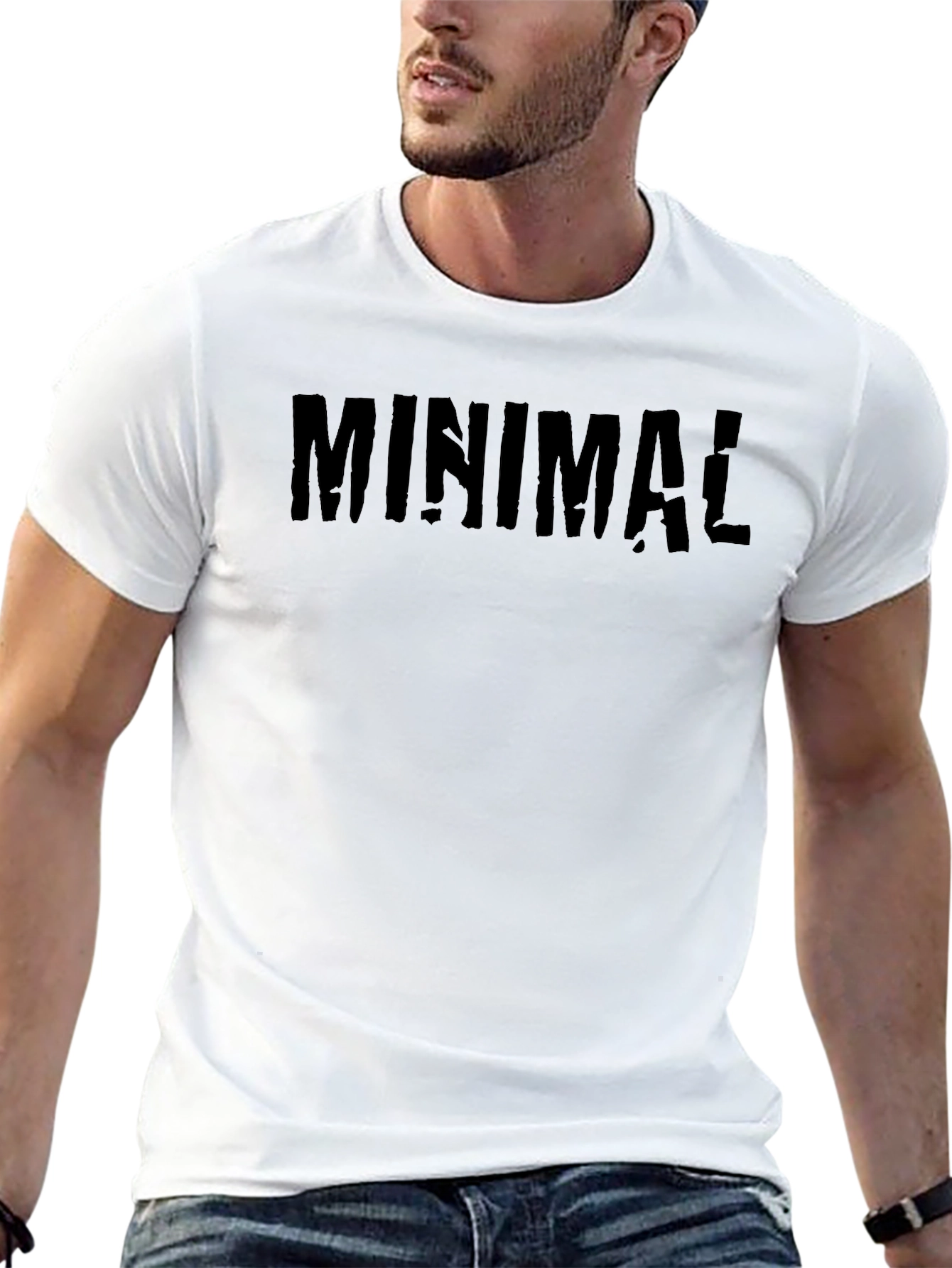 Minimalist Black T-Shirt with Distressed Text Print