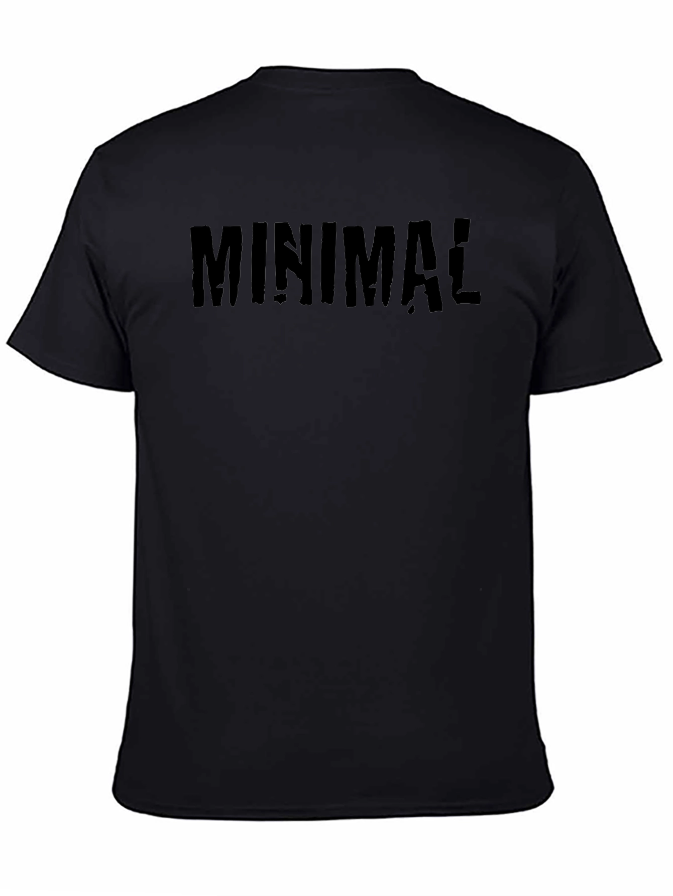 Minimalist Black T-Shirt with Distressed Text Print