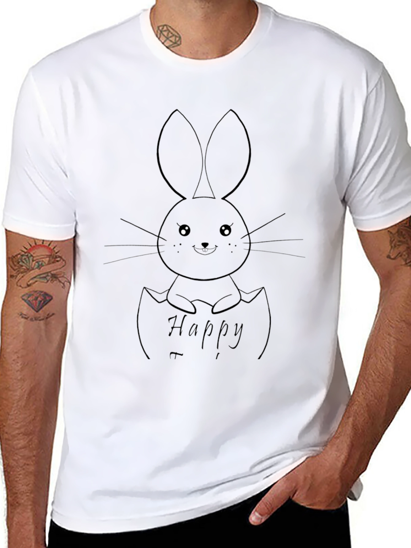 Happy Easter Bunny Egg T-Shirt - Black