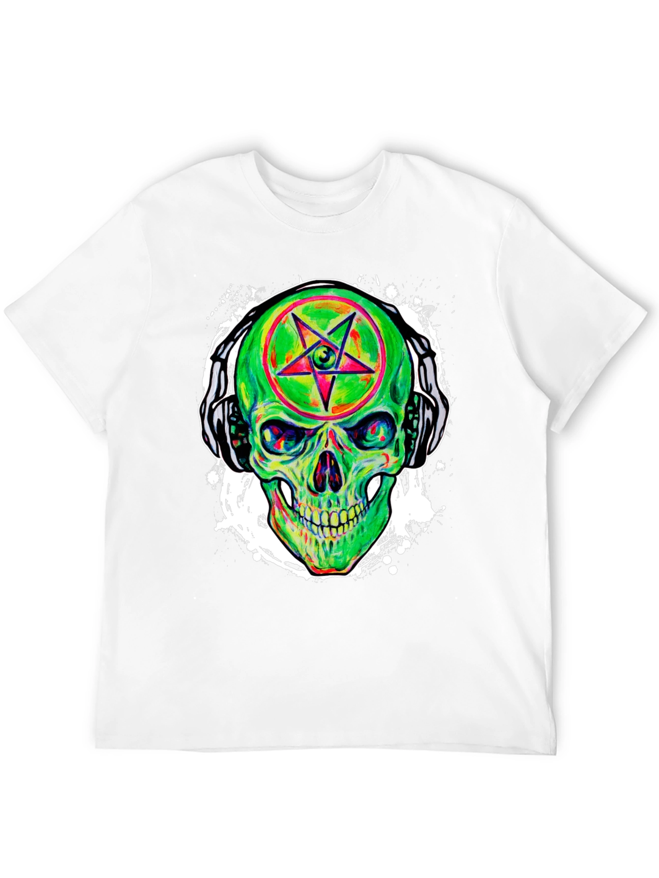 Neon Skull Headphones Graphic Tee