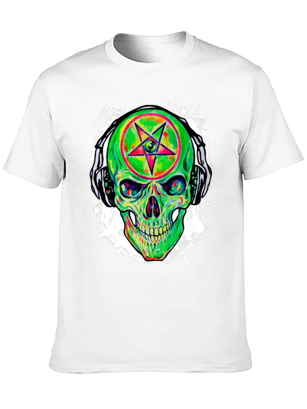 Neon Skull Headphones Graphic Tee