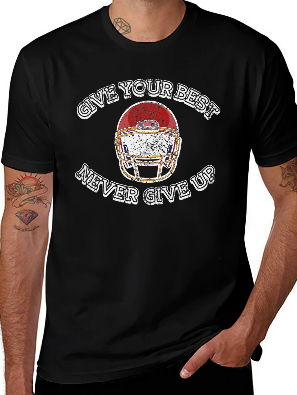 Motivational Football Helmet Graphic T-Shirt