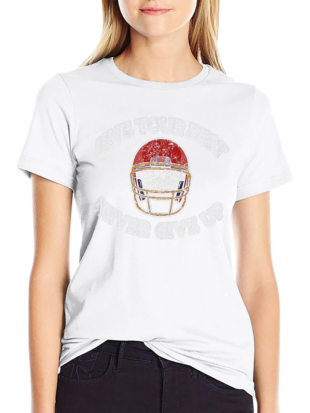 Motivational Football Helmet Graphic T-Shirt