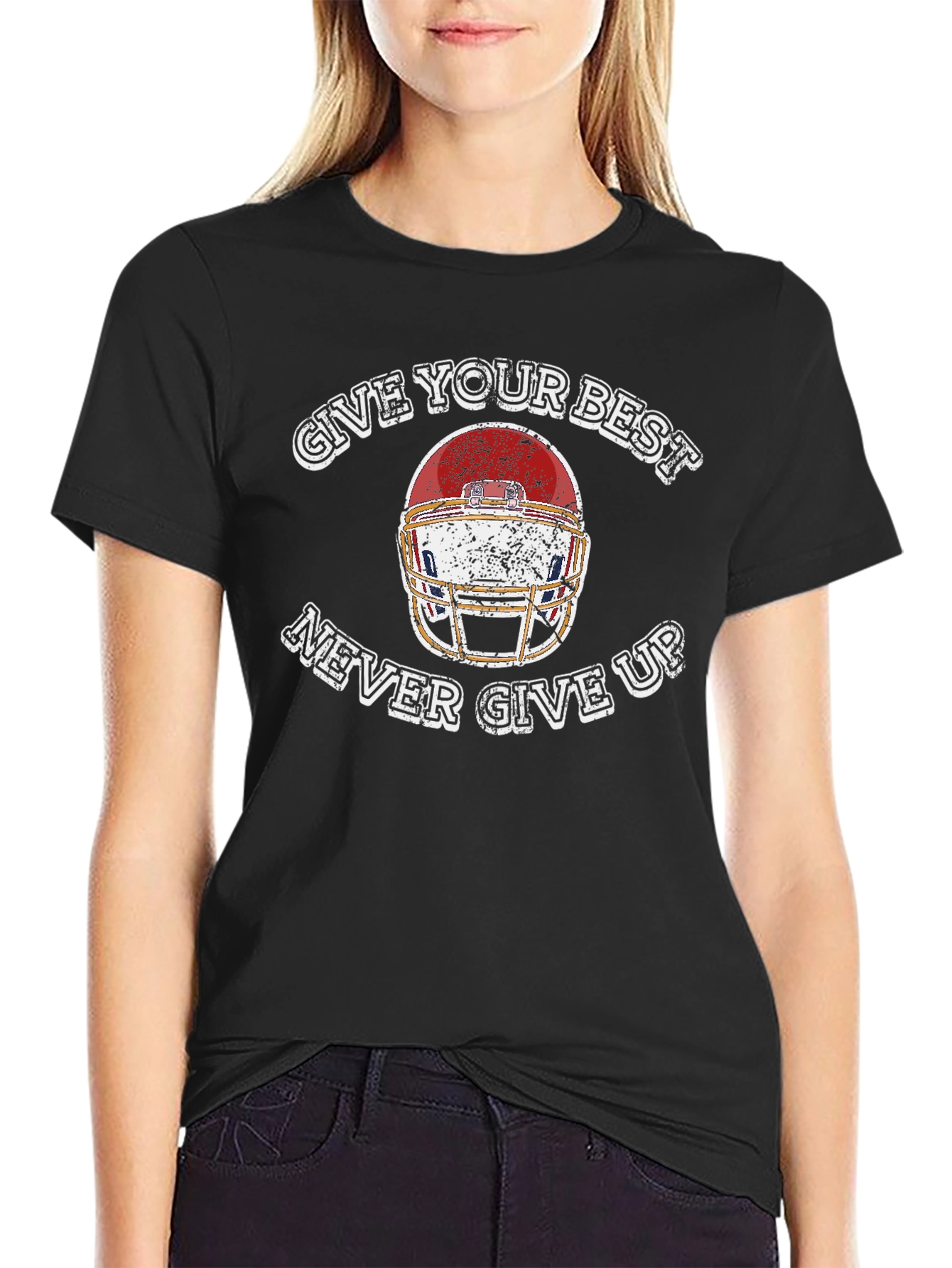 Motivational Football Helmet Graphic T-Shirt