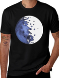 Abstract Moon Graphic Black T-Shirt