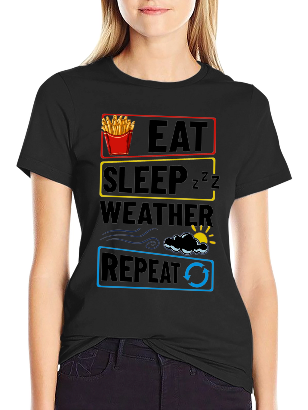 Eat Sleep Weather Repeat Funny T-Shirt