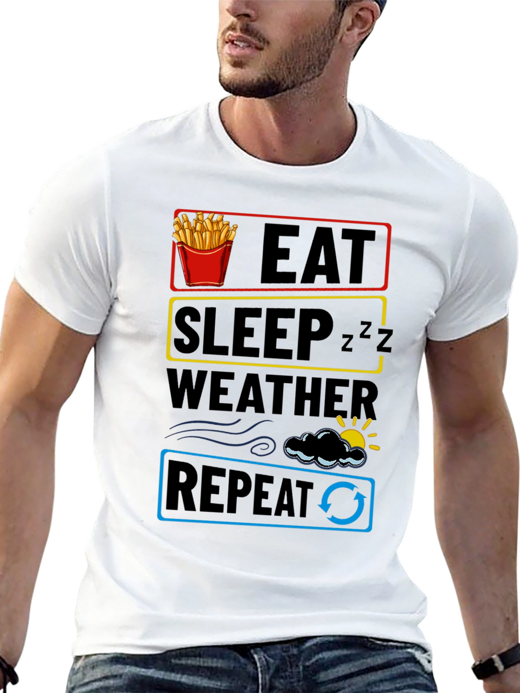Eat Sleep Weather Repeat Funny T-Shirt