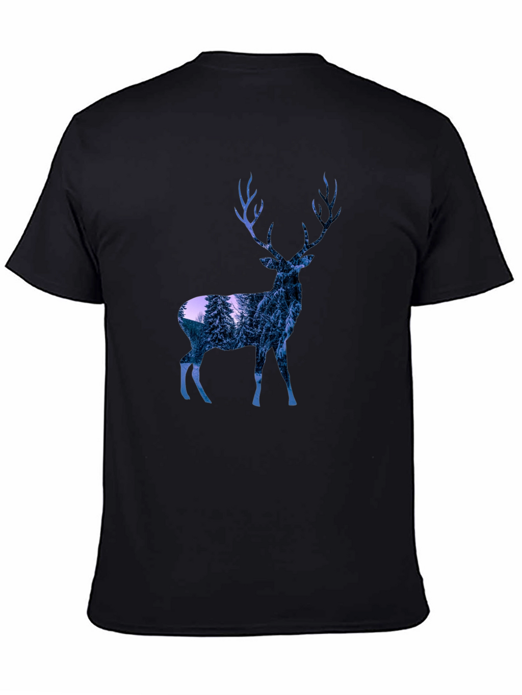 Deer Graphic Print T-Shirt - Black