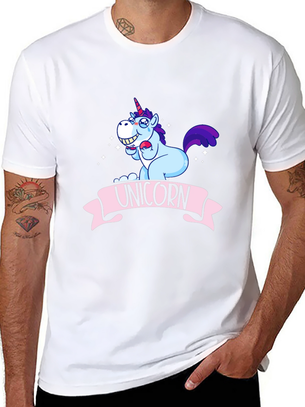 Unicorn Cartoon Graphic Black T-Shirt