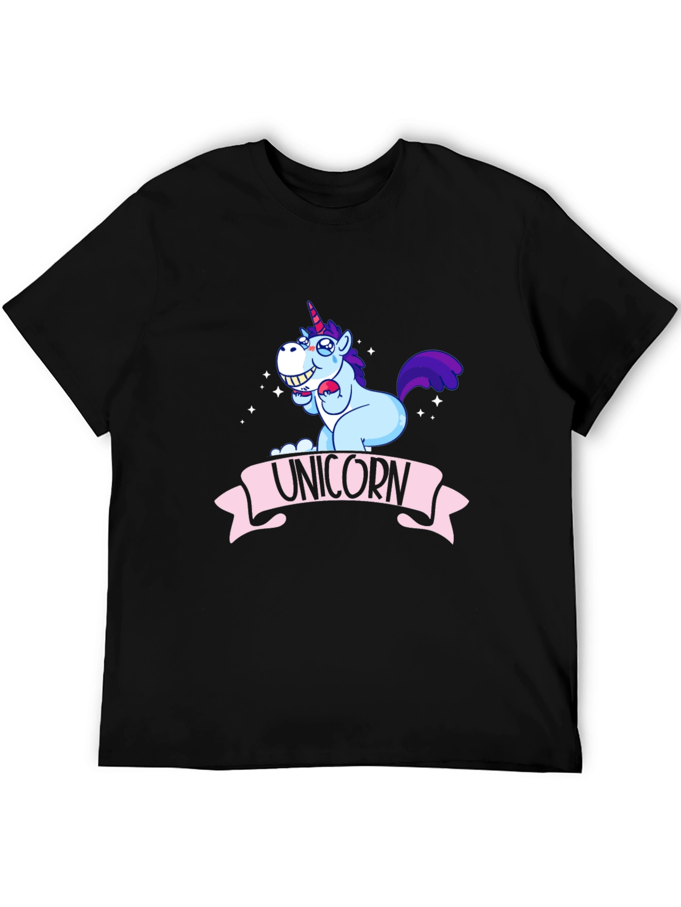 Unicorn Cartoon Graphic Black T-Shirt