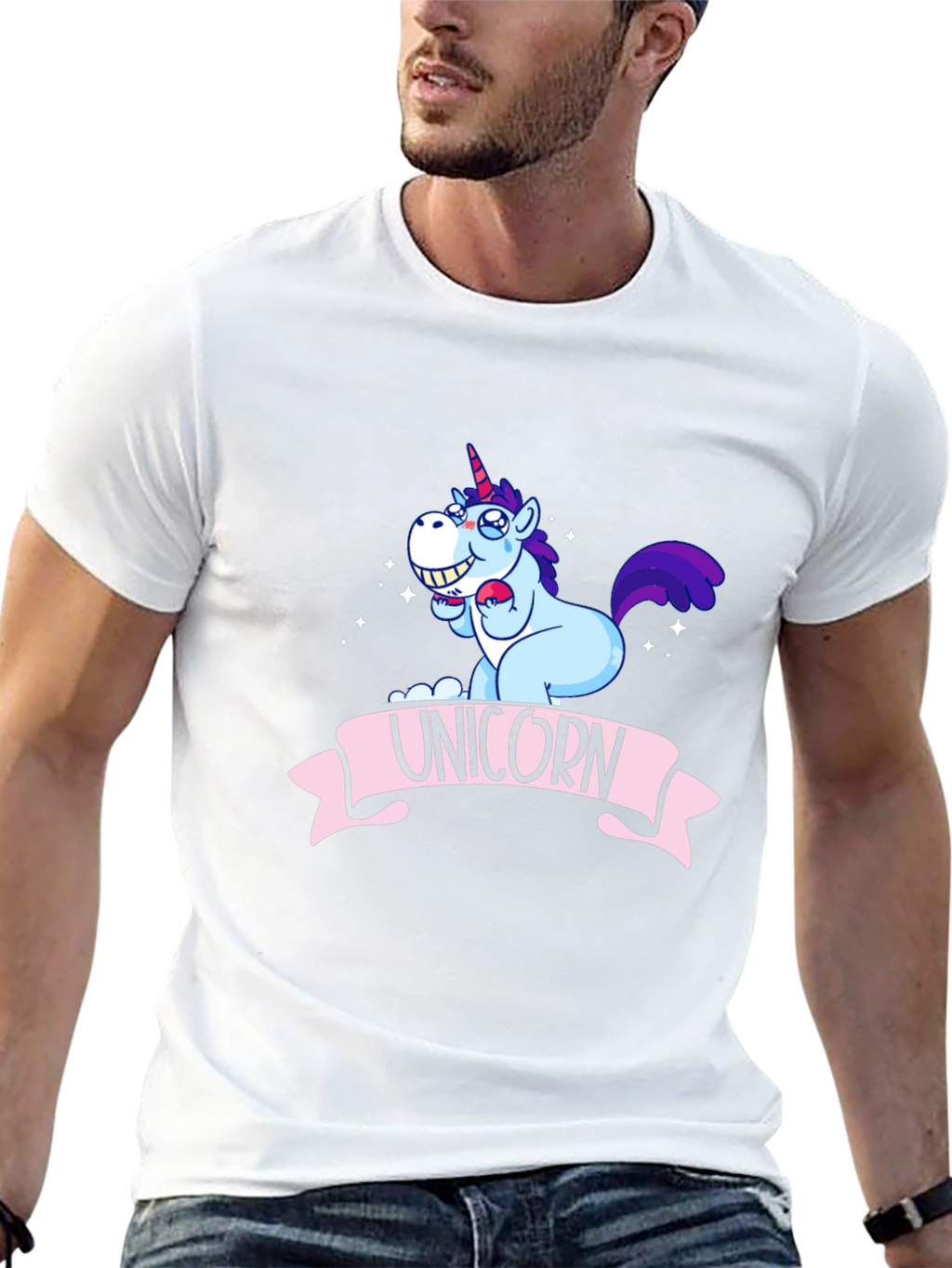 Unicorn Cartoon Graphic Black T-Shirt