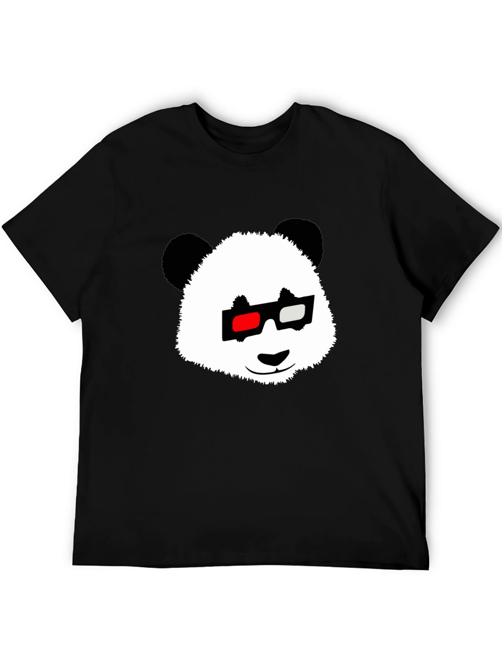 Panda with 3D Glasses Black T-Shirt