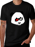 Panda with 3D Glasses Black T-Shirt