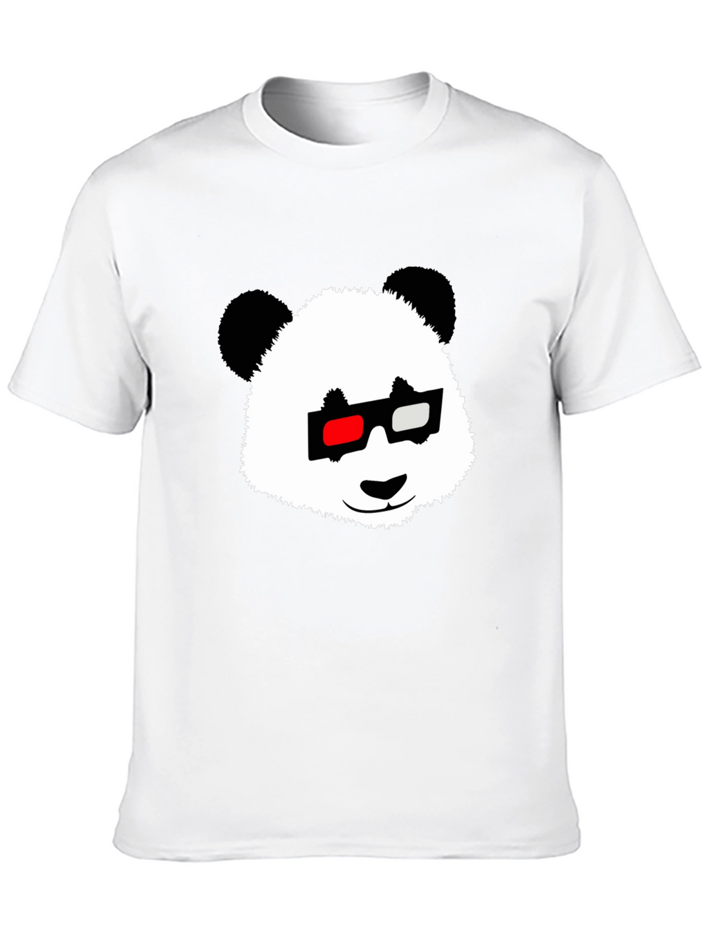 Panda with 3D Glasses Black T-Shirt