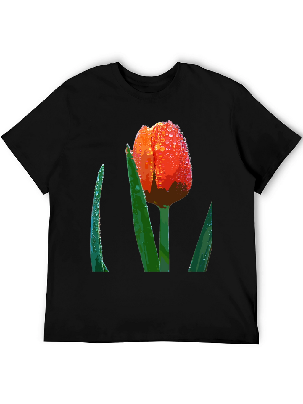 Tulip Dewdrop Graphic Tee - Unique Floral Design