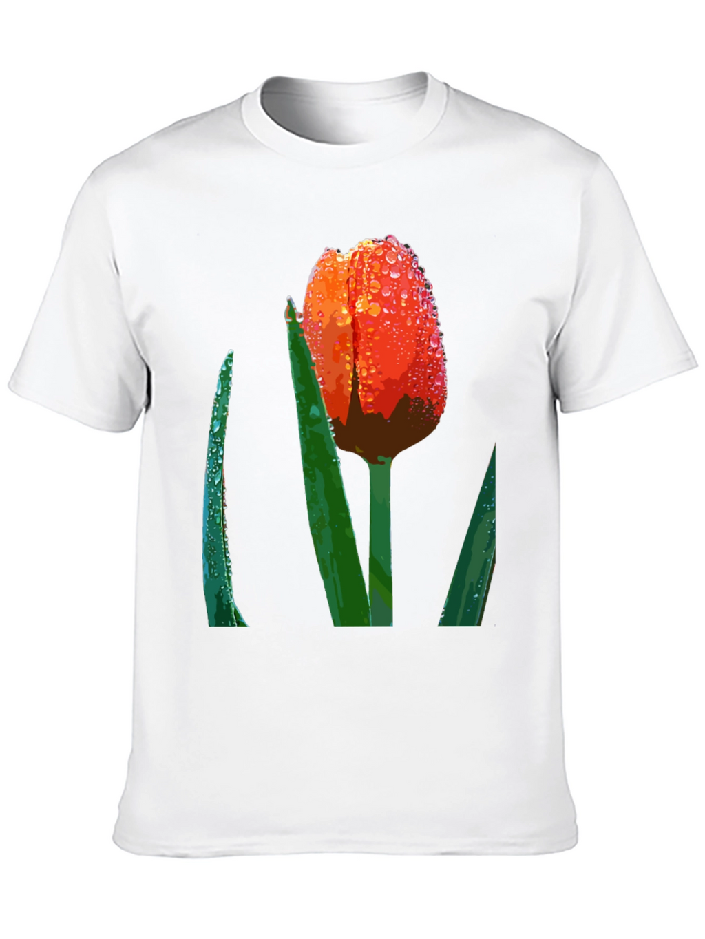Tulip Dewdrop Graphic Tee - Unique Floral Design