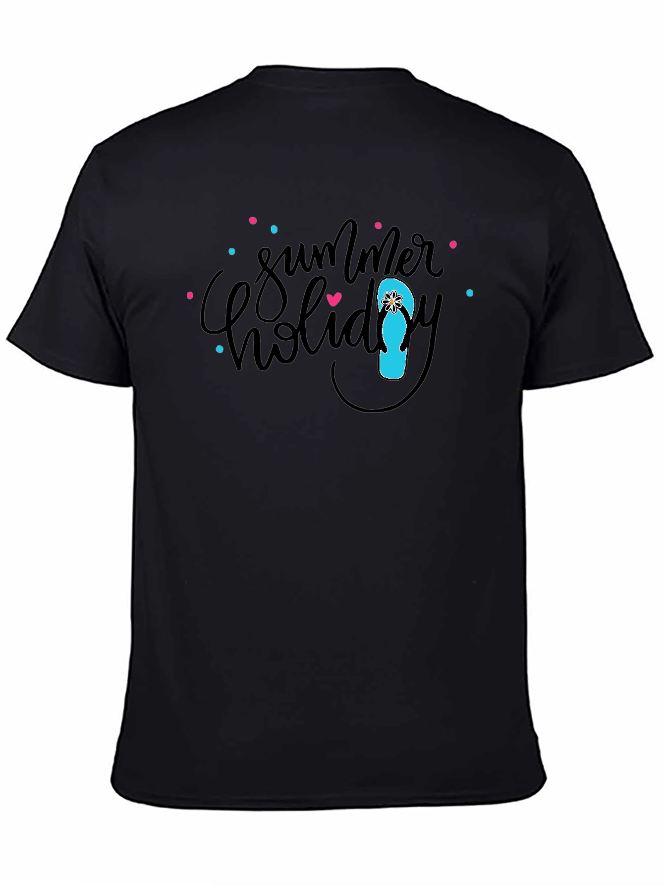 Summer Holiday Graphic Black T-Shirt