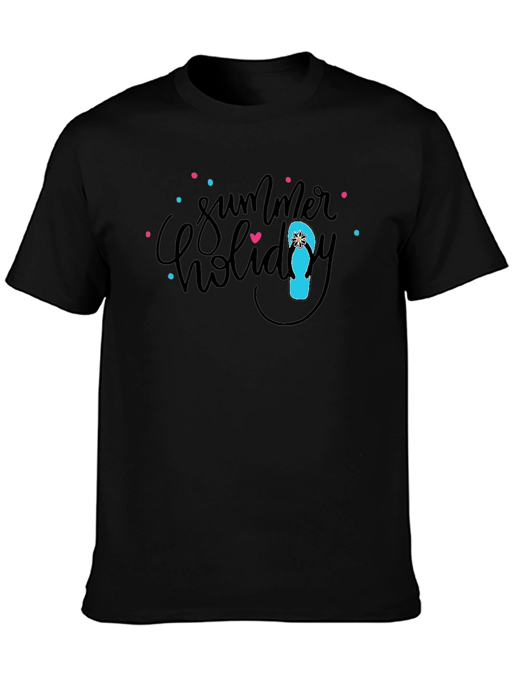Summer Holiday Graphic Black T-Shirt
