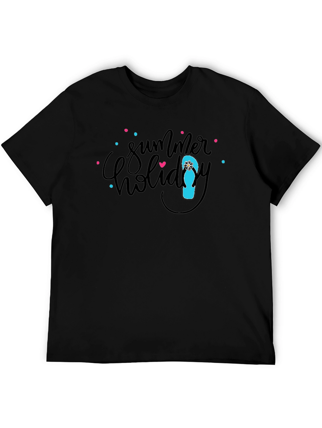 Summer Holiday Graphic Black T-Shirt